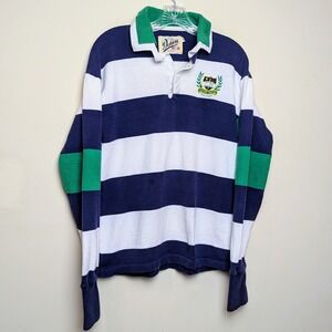 Vintage 80s Dehen Notre Dame Polo Rugby Shirt Fighting Irish Striped Medium